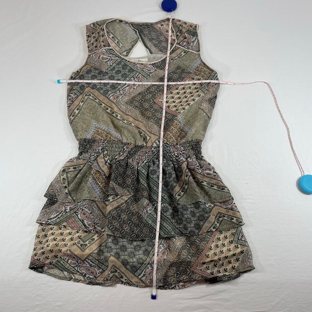 Nylore Apparel Mixed Patchwork Paisley Sleeveless Ruffle Dress Medium - Picture 4 of 7